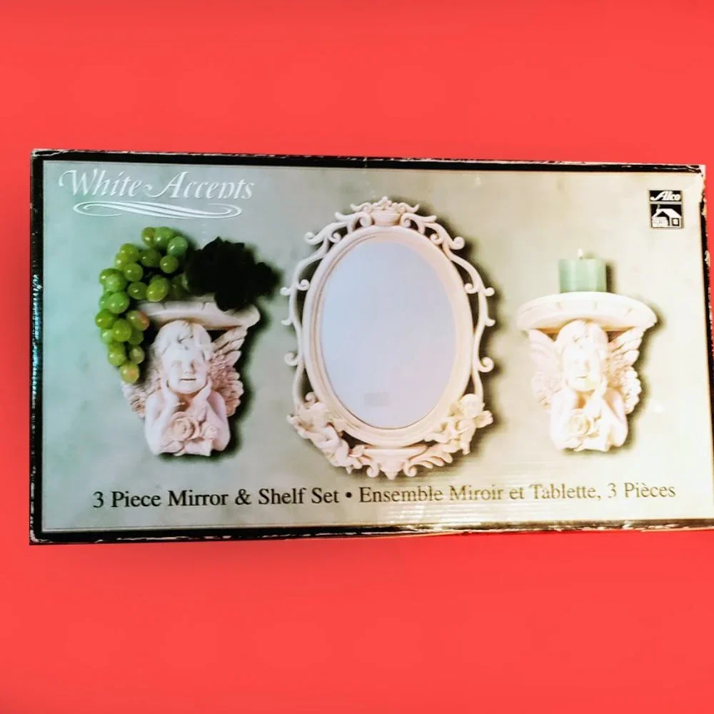 White Accents 3 Piece Mirror & Shelf Set ALCO Industries